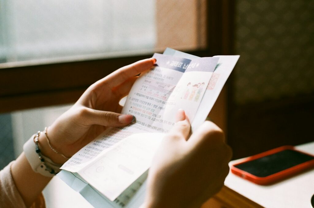 Restaurant owner checking energy relief eligibility on a bill